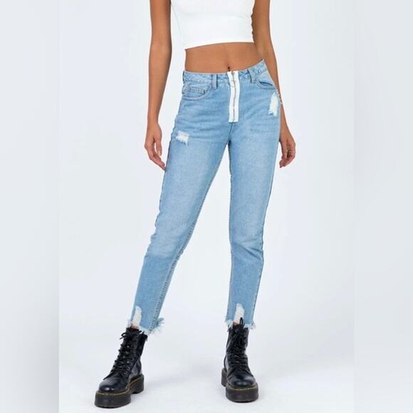 Princess Polly Mabel Jeans in Mid Wash Size 10 NWT - Picture 1 of 9